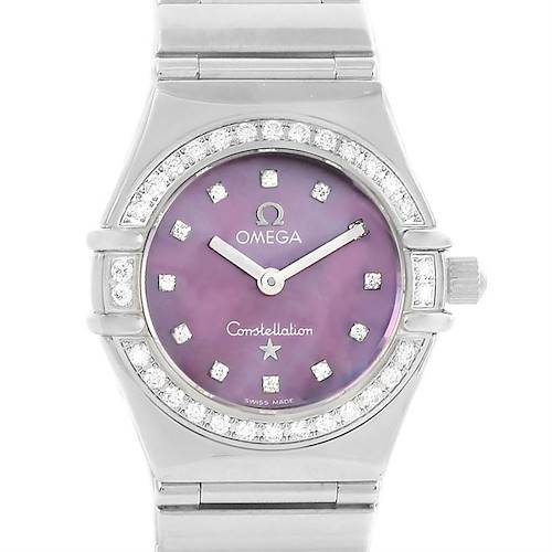 The image shows a front view of the Omega Constellation My Choice Diamond Limited Edition Watch 1457.78.00, highlighting the dial and bezel.