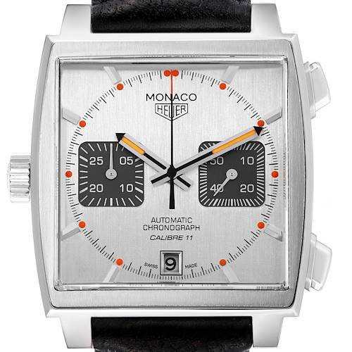Front view of the Tag Heuer Monaco Limited Edition watch showcasing the dial and bezel.
