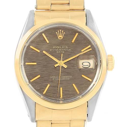 The image shows a front view of the Rolex Vintage Collection watch, featuring its face, bezel, crown, and part of the bracelet.
