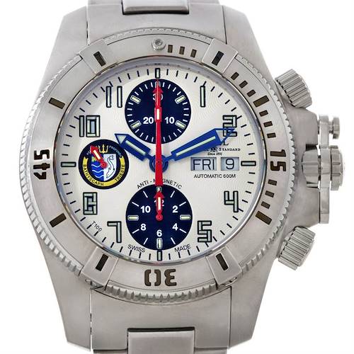 The image shows the front view of the Ball Hydrocarbon Bathyscaph Trieste 600m Limited Watch DC1028A, highlighting the dial and bezel.