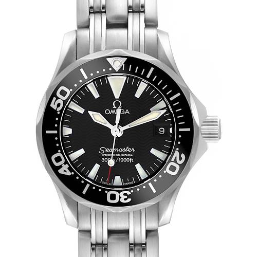 The image shows a front view of the Omega Seamaster Diver 300M Quartz 28mm Steel Ladies Watch 2282.50.00.