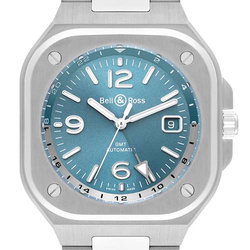 The image shows a frontal view of the Bell & Ross Chronograph model, highlighting the dial, hands, numerals, and date window.