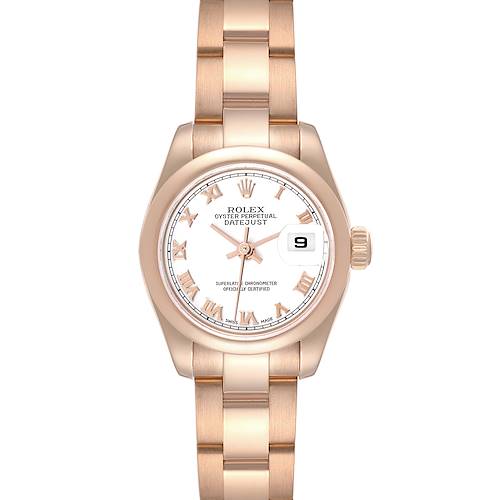 The image shows a Rolex President Datejust watch from a front angle, featuring its face, bezel, bracelet, and crown.