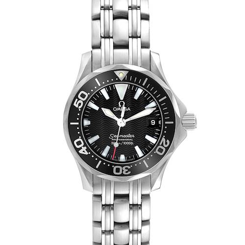 The image shows a front view of the Omega Seamaster Diver 300M Quartz 28mm Steel Ladies Watch, model 2282.50.00.