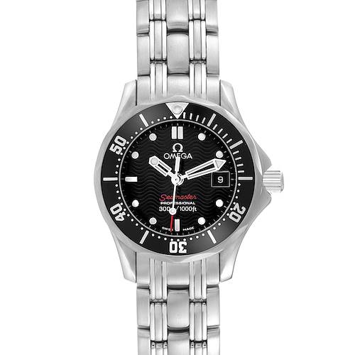 The image shows a front view of the Omega Seamaster Diver 300M 28mm Quartz Ladies Watch 212.30.28.61.01.001.