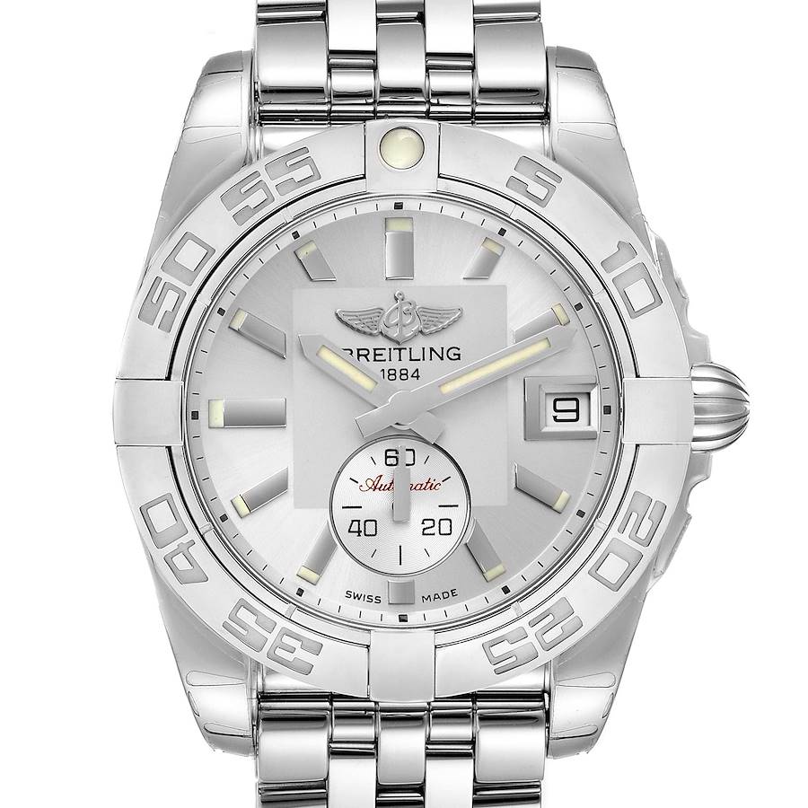 The image shows a front view of the Breitling Galactic 36 Silver Dial Steel Ladies Watch A37330 Unworn model.